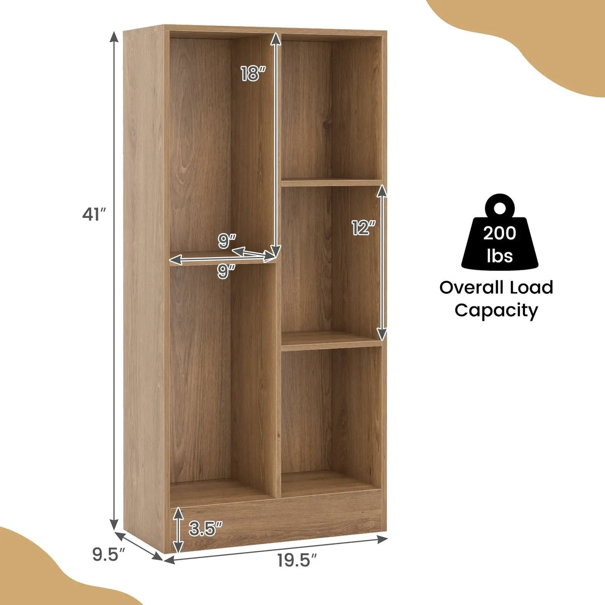 41 Inches 5-Cube Floor Bookcase with 2 Anti-Tipping Kits, photo 5 of 9