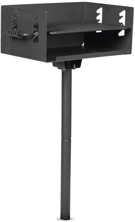 Ash & Ember Park-Style Grill, 384 Sq. In Jumbo Charcoal Grill, Single Post Outdoor Cooking Backyard BBQ, Camp Grilling Barbecues by GreenHaven Gardens