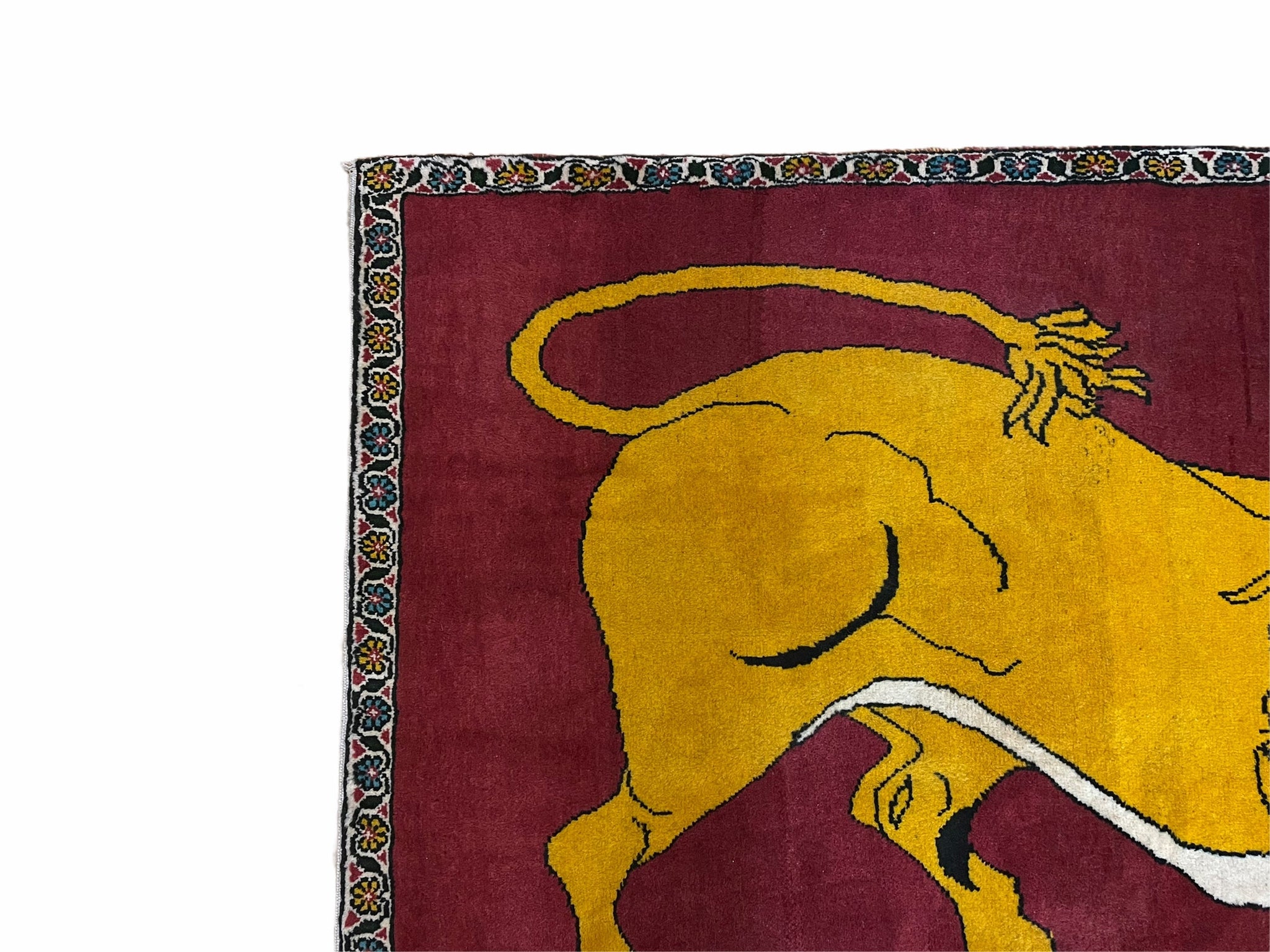 Persian Gabbeh Rug 3x4, Lion Pictorial, Red by Jewel Rugs