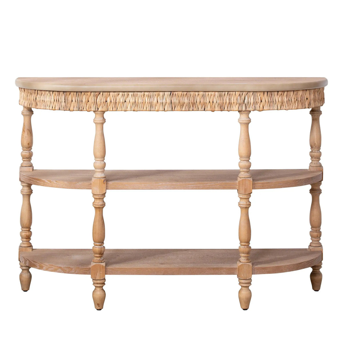 Handcrafted Wood Console Table with Hand-Woven Trim by HouseOfZazla
