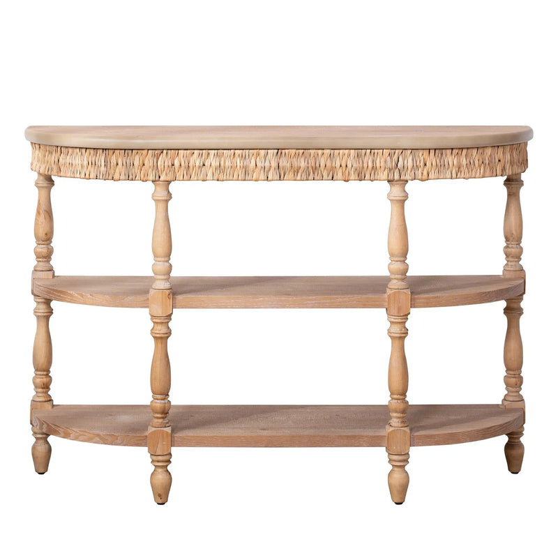 Handcrafted Wood Console Table with Hand-Woven Trim by HouseOfZazla