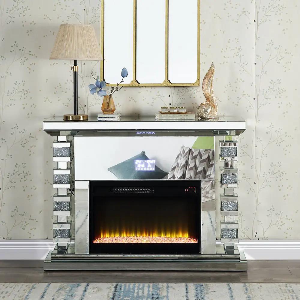 Noralie - 47" Fireplace With Bluetooth - Mirrored & Faux Diamonds by Unique Piece Furniture