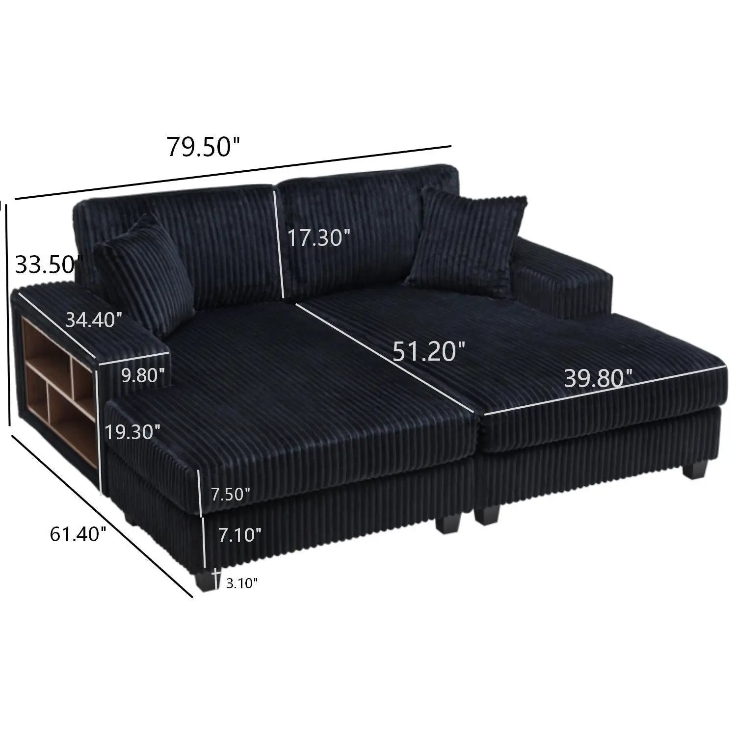 Convertible Sectional Sofa, Sleeper Oversized Living Room Lounge by Unique Piece Furniture