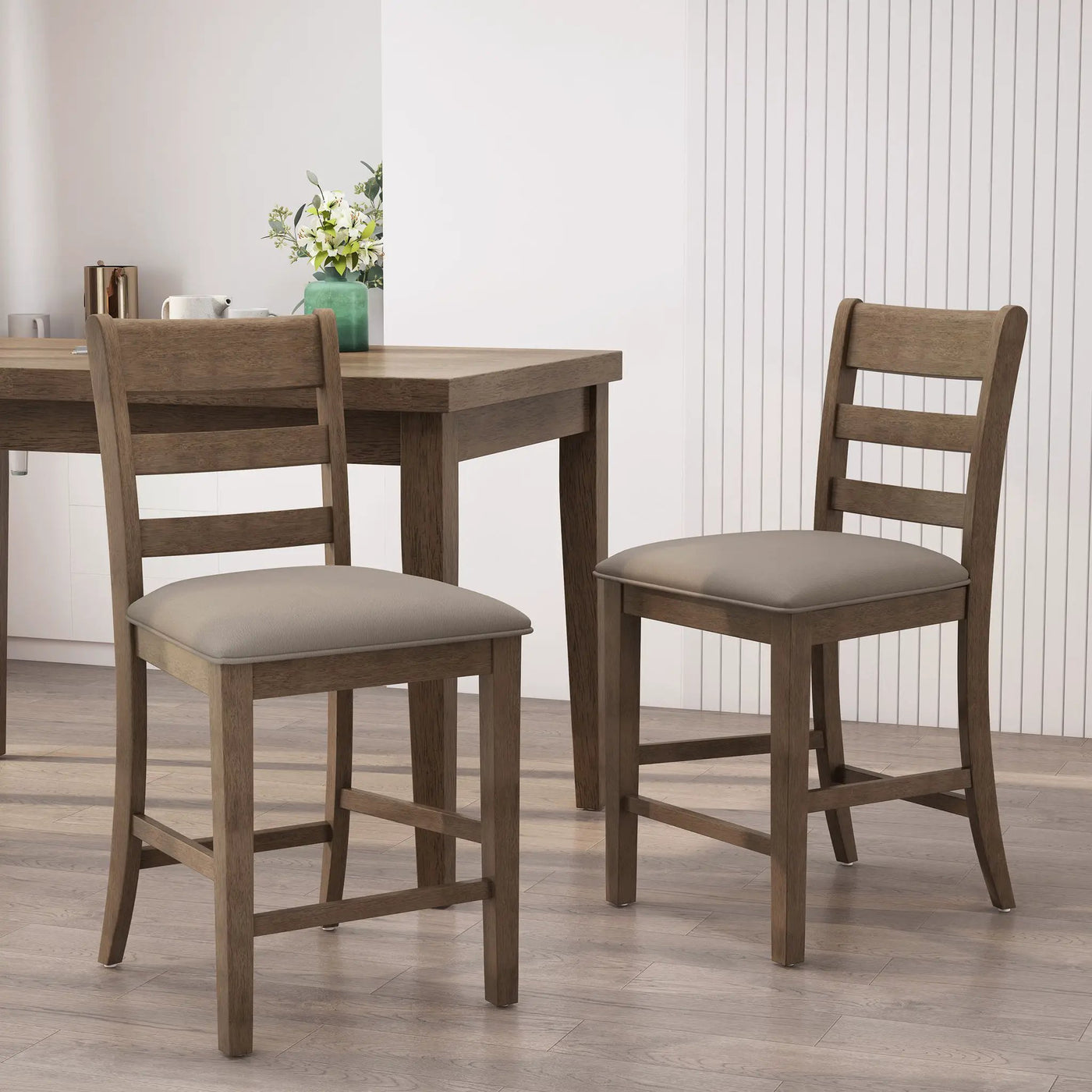 Farmhouse Upholstered Wood Counter Stools by HouseOfZazla