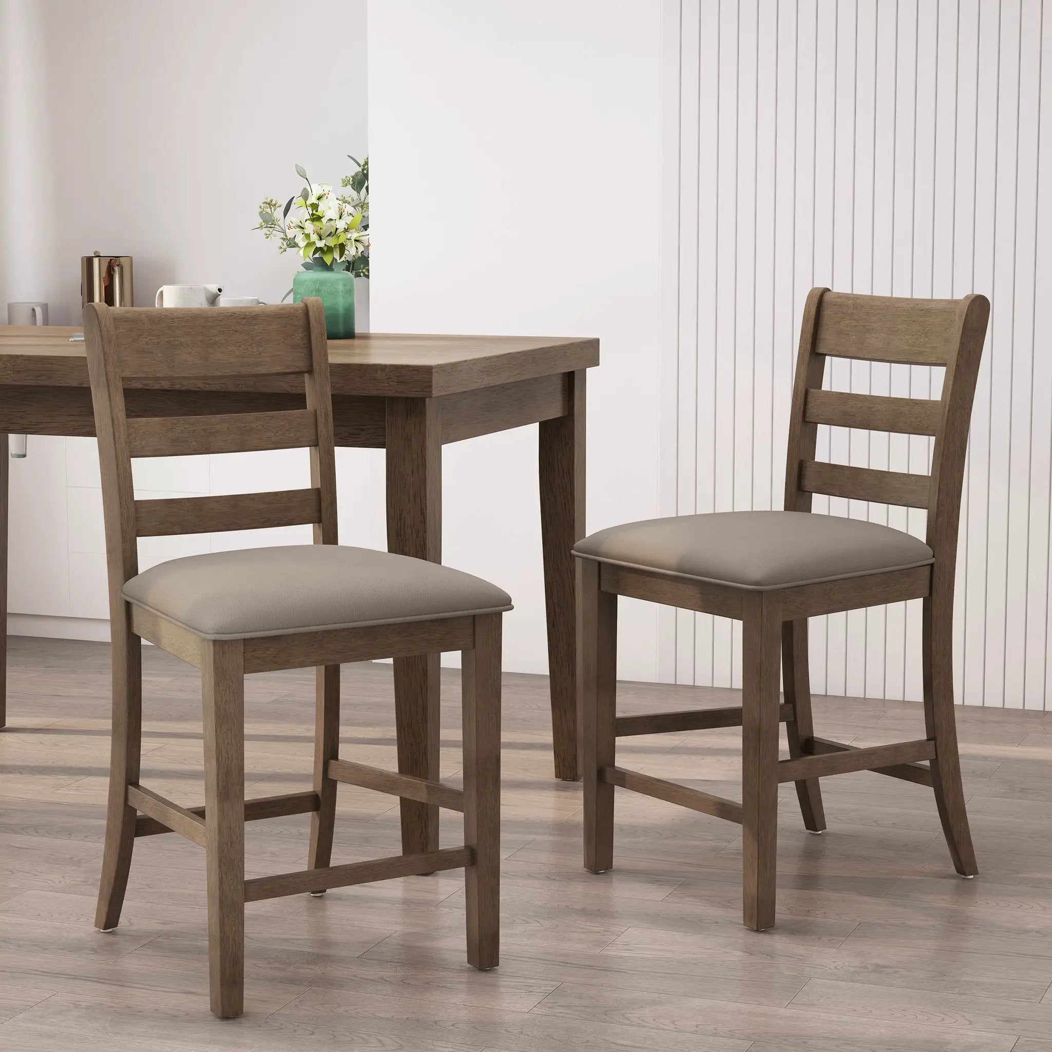 Farmhouse Upholstered Wood Counter Stools by HouseOfZazla