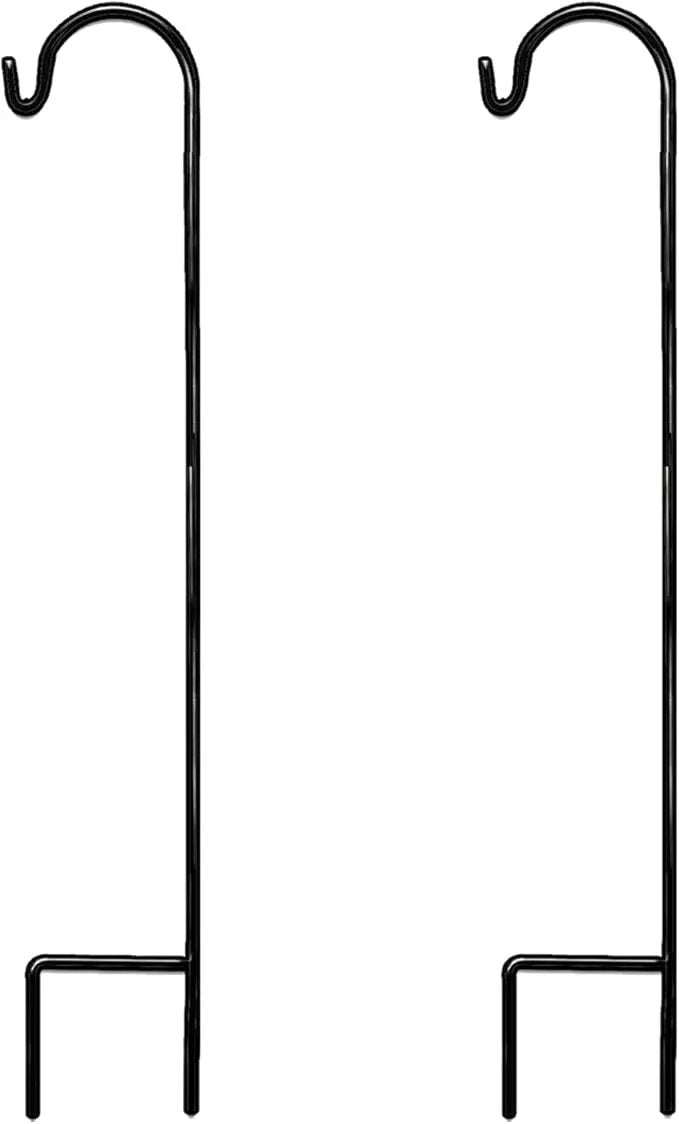 Ashman Black Shepherd Hook 48 Inch (2 Pack), 10MM Thick, Super Strong, Rust Resistant Steel Hook Ideal for Use at Weddings, Hanging Plant Baskets, Solar Lights, Lanterns, Bird Feeders. by GreenHaven Gardens