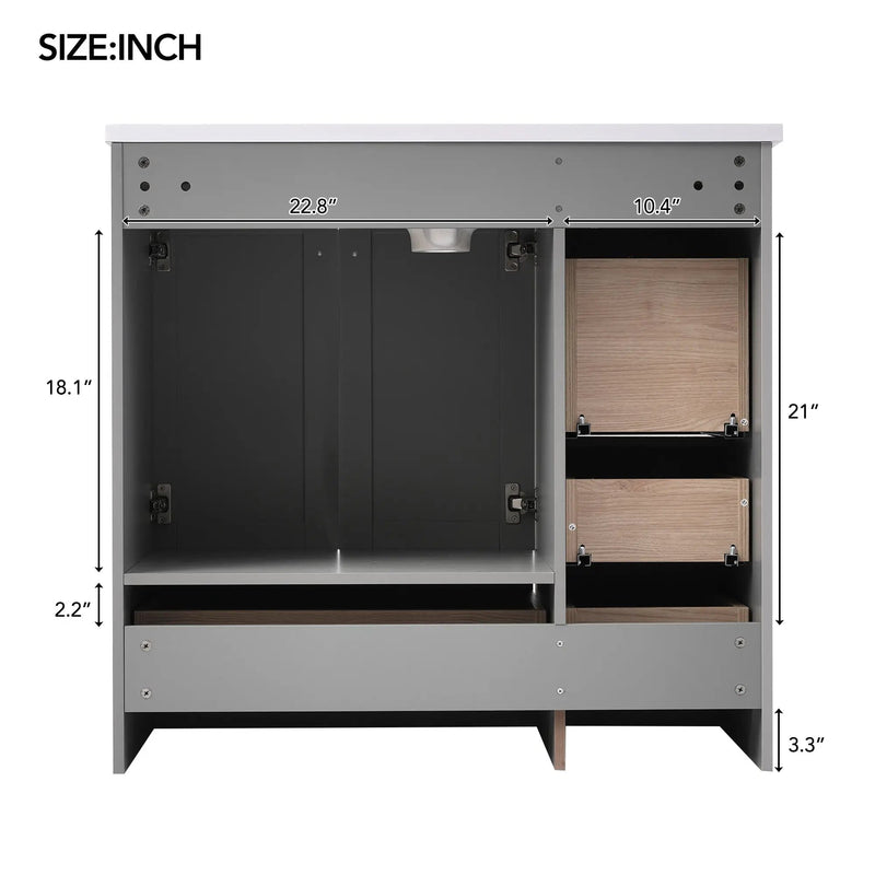 36 Inch Shaker Style Free-Standing Bathroom Vanity Cabinet with Sink by HouseOfZazla