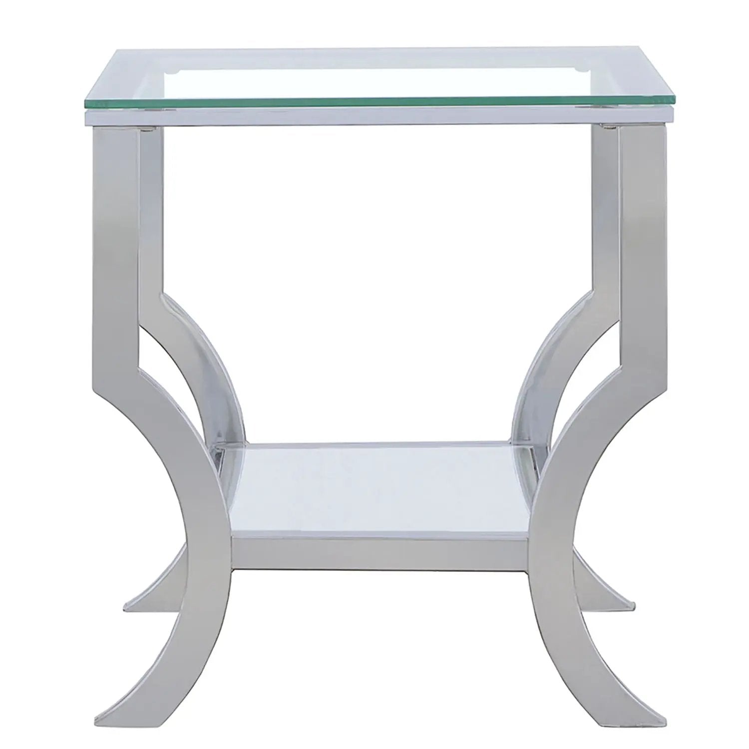 Porch & Den - Square Top End Table Elegance Glass - Chrome by HouseOfZazla