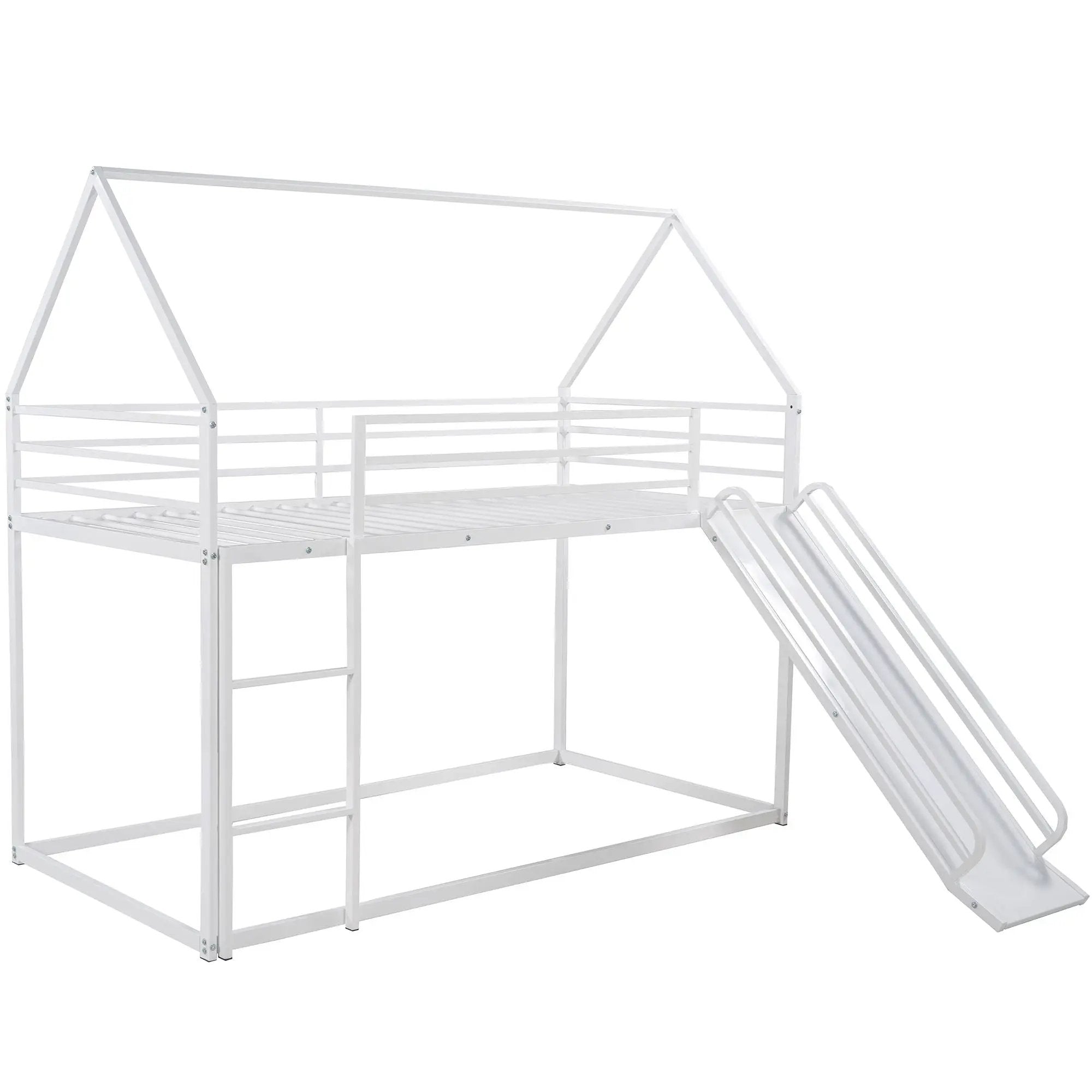 Twin Over Twin House Bunk Bed With Ladder And Slide by HouseOfZazla