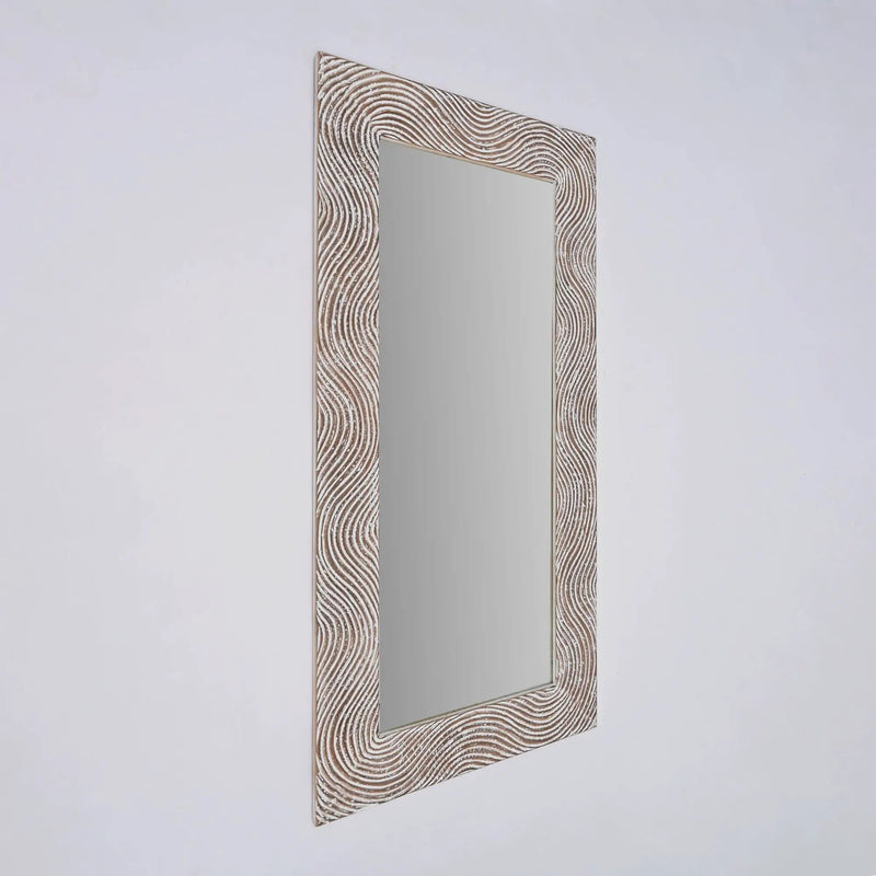 Handcarved Rectangle Mirror Accent With 3mm Glass - Antique White by Unique Piece Furniture