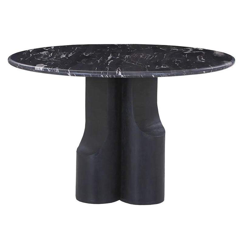 Kinton - Round Dining Table With Natural Marble Top - Black by Unique Piece Furniture