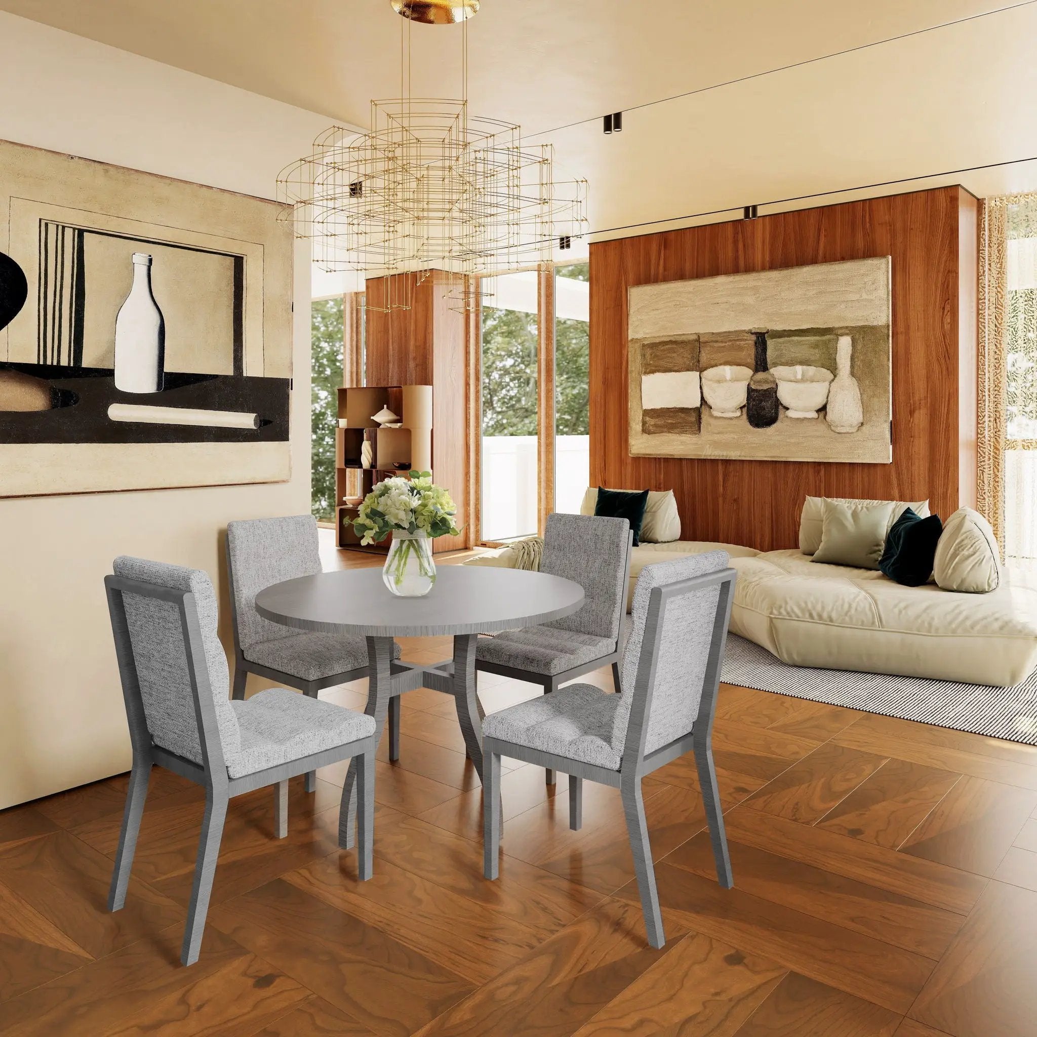 Tufted Upholstery Modern Dining Chairs (Set of 2) Sleek Comfort With Rubber Wood Frame - Gray / Oak by Unique Piece Furniture