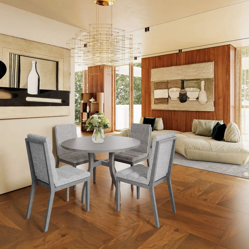 Tufted Upholstery Modern Dining Chairs (Set of 2) Sleek Comfort With Rubber Wood Frame - Gray / Oak by Unique Piece Furniture