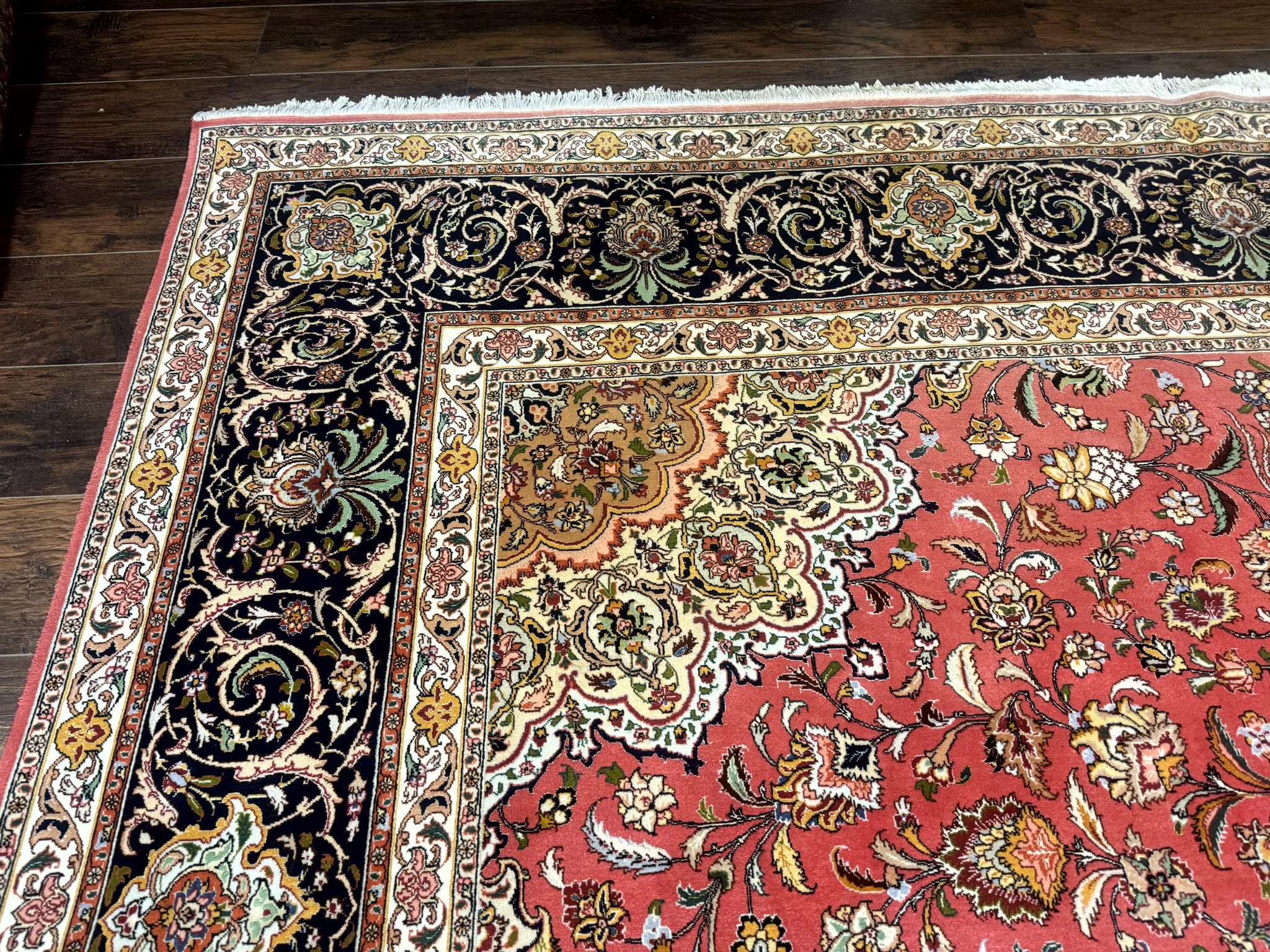 Persian Tabriz Rug 10x13 – Floral Medallion & Birds, Wool & Silk, 330 KPSI by Jewel Rugs