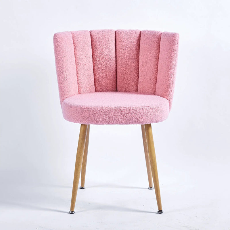 Modern Dining Chair (Set of 2) With Iron Tube Wood Color Legs, Shorthair Cushions And Comfortable Backrest, Suitable For Dining Room, Living Room, Cafe, Simple Structure by Unique Piece Furniture