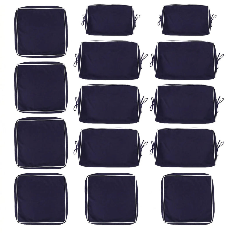 Cushion Covers for 7-Piece (6-Seaters) Wicker Rattan Sectional Sofa - Navy Blue by HouseOfZazla