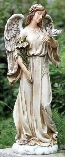 Joseph's Studio by Roman, 24.5" H Angel with A Dove Garden Statue, Religious Outdoor Decor by GreenHaven Gardens
