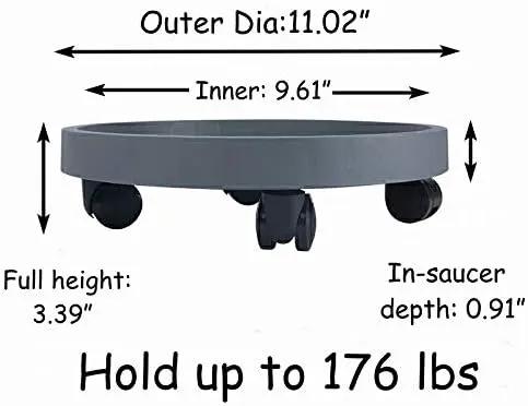 2 Pack of 11 Inch Heavy Duty Plant Caddy with Wheels,Rolling Plant Stand Pot Trolley,Wheeled Planter Saucer Tray,Potted Flower Mover Dolly with Casters Round Coaster for Indoor Outdoor by GreenHaven Gardens