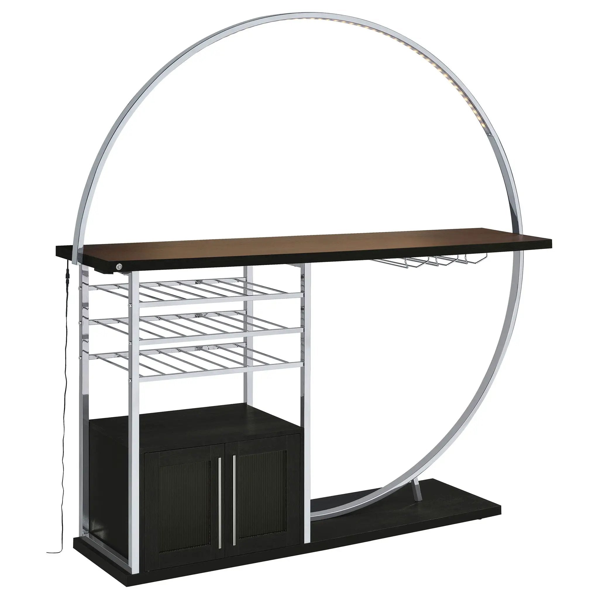 Risley 2-door Circular LED Wine Cabinet Dark Charcoal by Unique Piece Furniture
