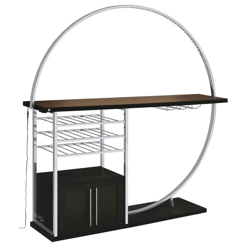 Risley 2-door Circular LED Wine Cabinet Dark Charcoal by Unique Piece Furniture