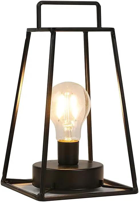JHY DESIGN Retro Style Geometric Table Lamp 10''High Simple Iron Art Cordless Lamp Battery Powered Lamp with 6-Hours Timer Feature Cage Wireless Lamp for Balcony Party Indoor Outdoor(Short, Black) by GreenHaven Gardens