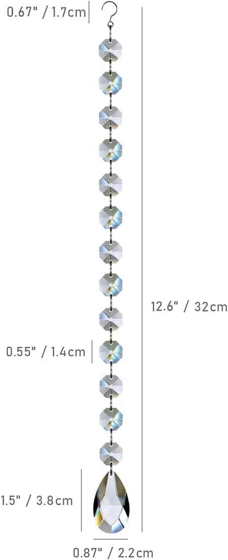 1ft 10pcs Teardrop Crystals Garland, Hanging Chandelier Crystals Prism Beads Chain for Wedding Home Decoration Clear GOLDENHAITAI by GreenHaven Gardens