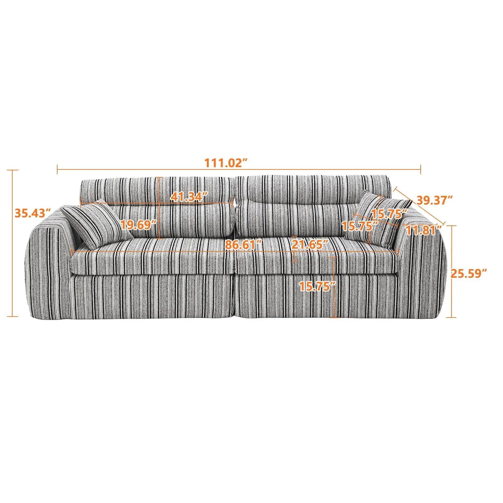 3 Seater, Couch With Throw Pillows For Living Room by Unique Piece Furniture