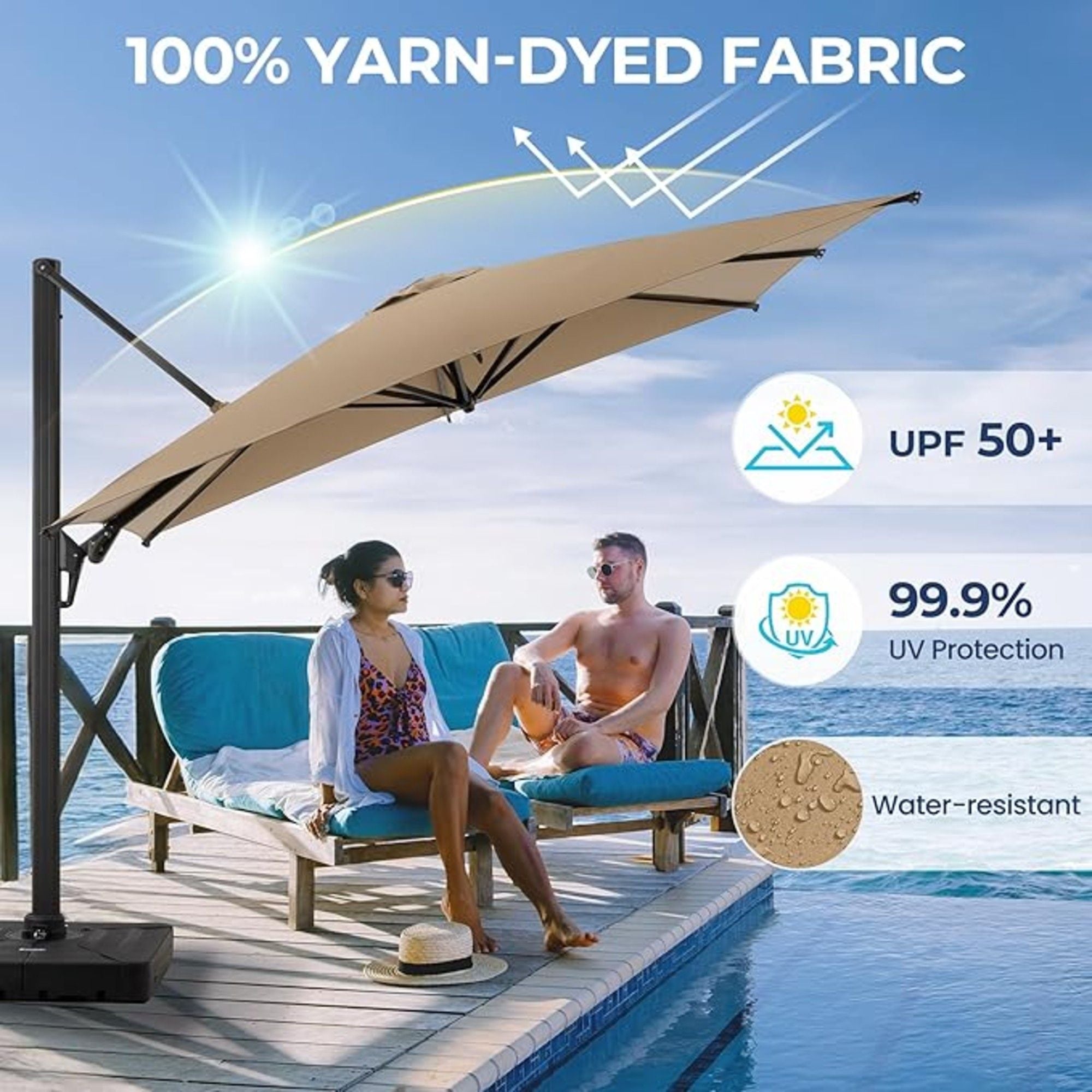 Round Cantilever Patio Umbrella With 360 Rotation & Infinite Tilt Adjustment by HouseOfZazla