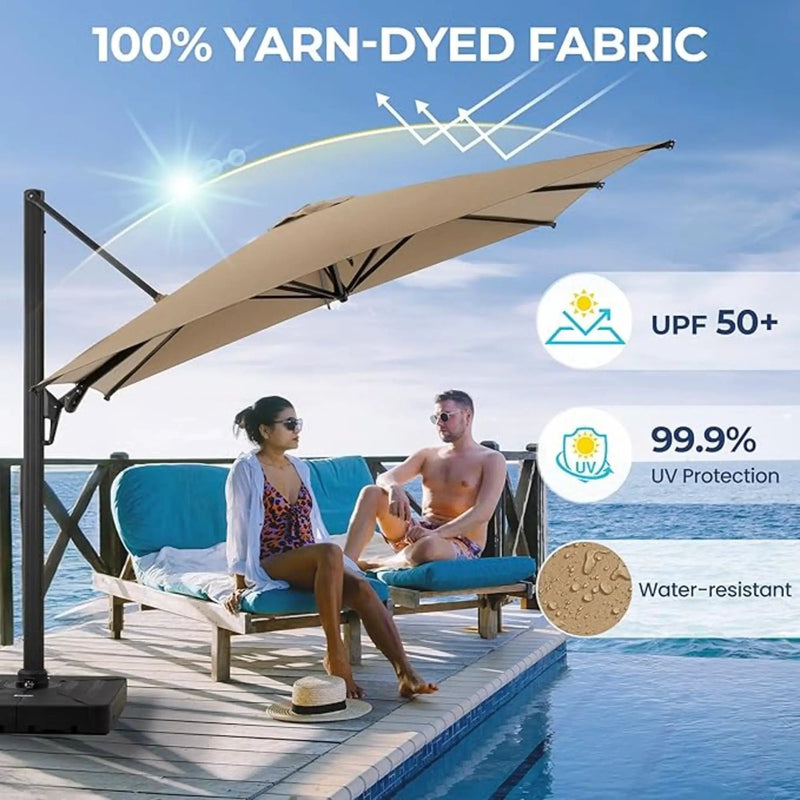 Round Cantilever Patio Umbrella With 360 Rotation & Infinite Tilt Adjustment by HouseOfZazla