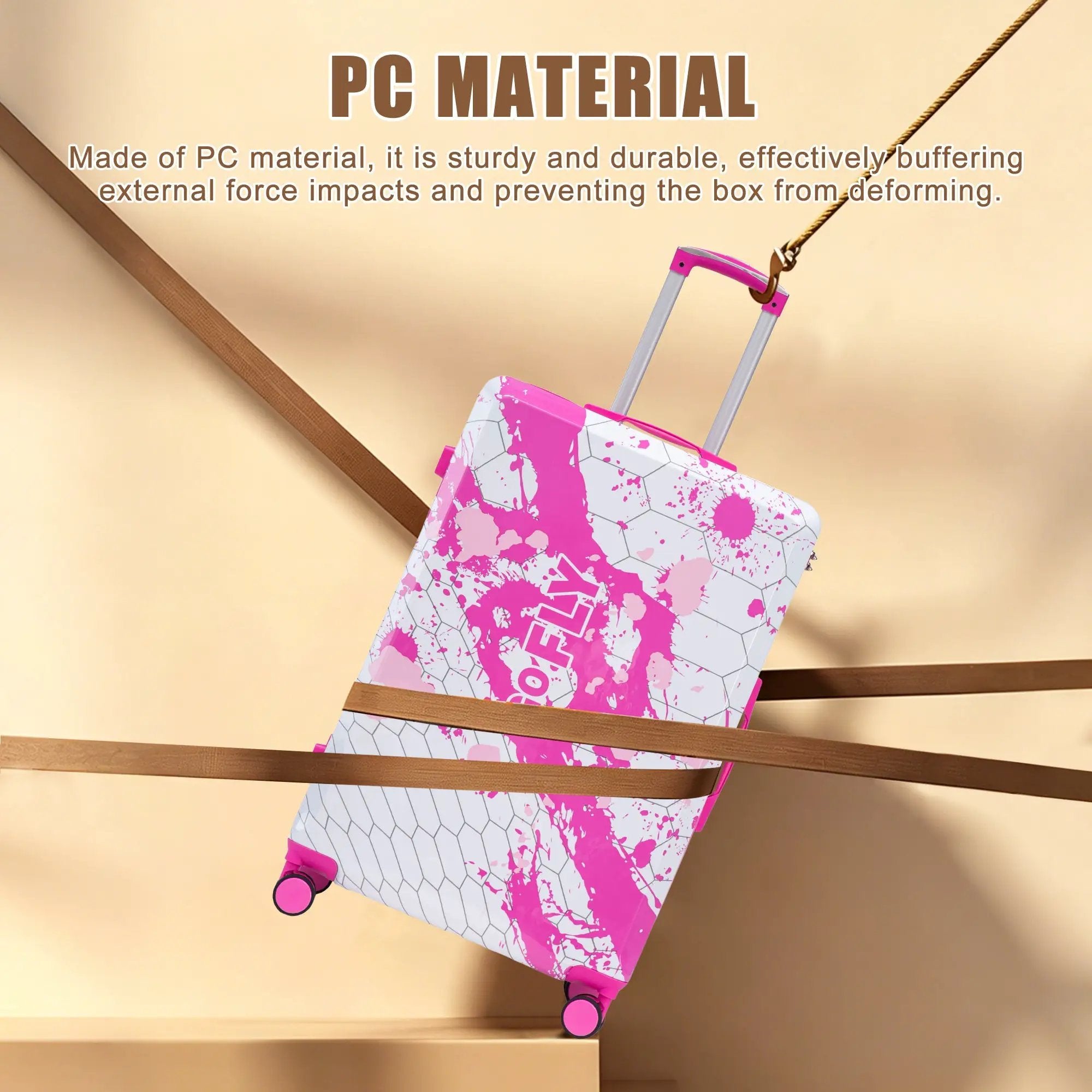 28 Inch PC Spinner Wheel Luggage - Pink by HouseOfZazla