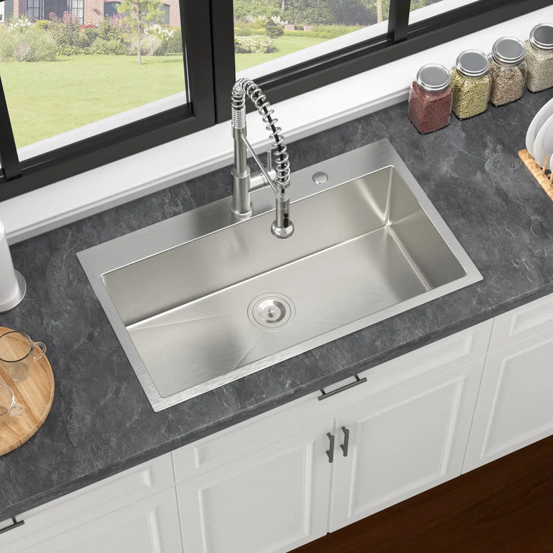 33 Inch Topmount Sink - Stainless Steel Kitchen Sink by HouseOfZazla