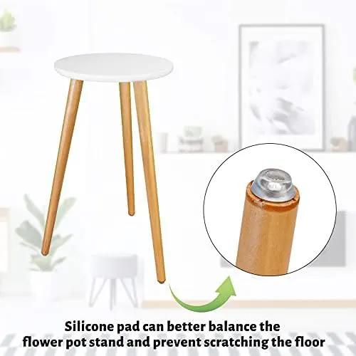 Uneedem Indoor Plant Stand Wood Mid Century Plant Stand for Indoor Plants, Modern Plant Table,Tall Plant Holder for Flower Pots, Small Round Side Table, End Table (A3-White,High: 20.5") by GreenHaven Gardens