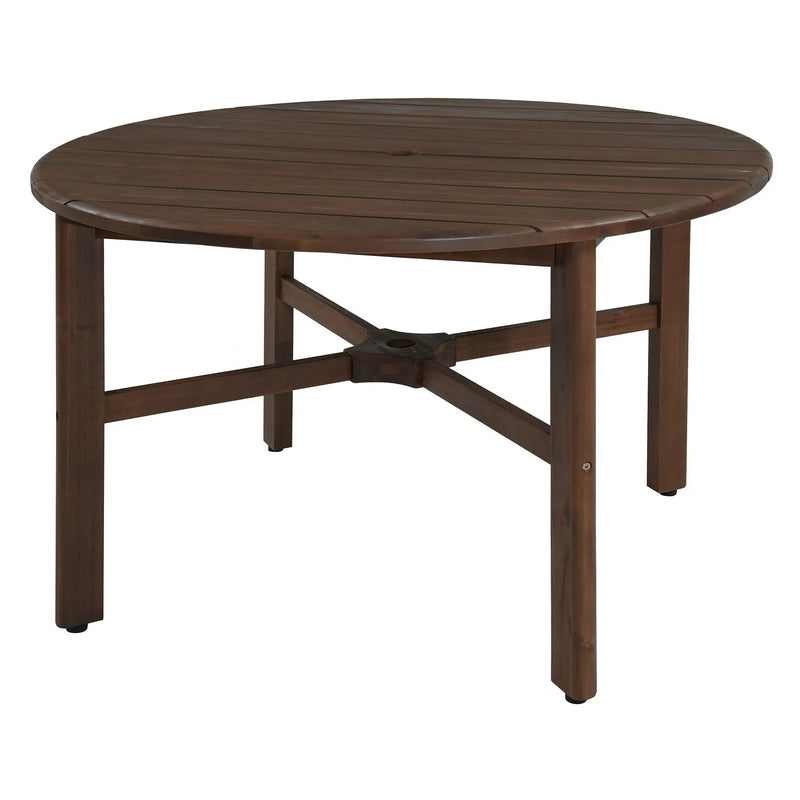 5 Piece Round Patio Table & Cushioned Armrest Chairs, Outdoor Dining Set With Umbrella Hole by HouseOfZazla