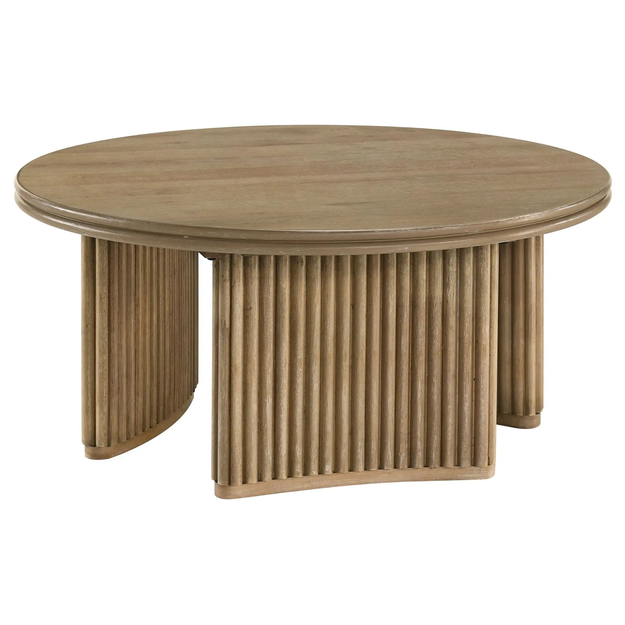 Adina 3-piece Round Coffee Table Set Distressed Light Brown by Unique Piece Furniture