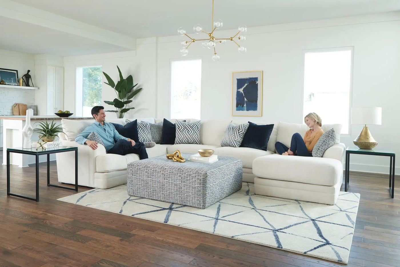 Polaris - Sectional With Comfort Coil Seating, 9 Included Accent Pillows And Included Cocktail Ottoman by Unique Piece Furniture