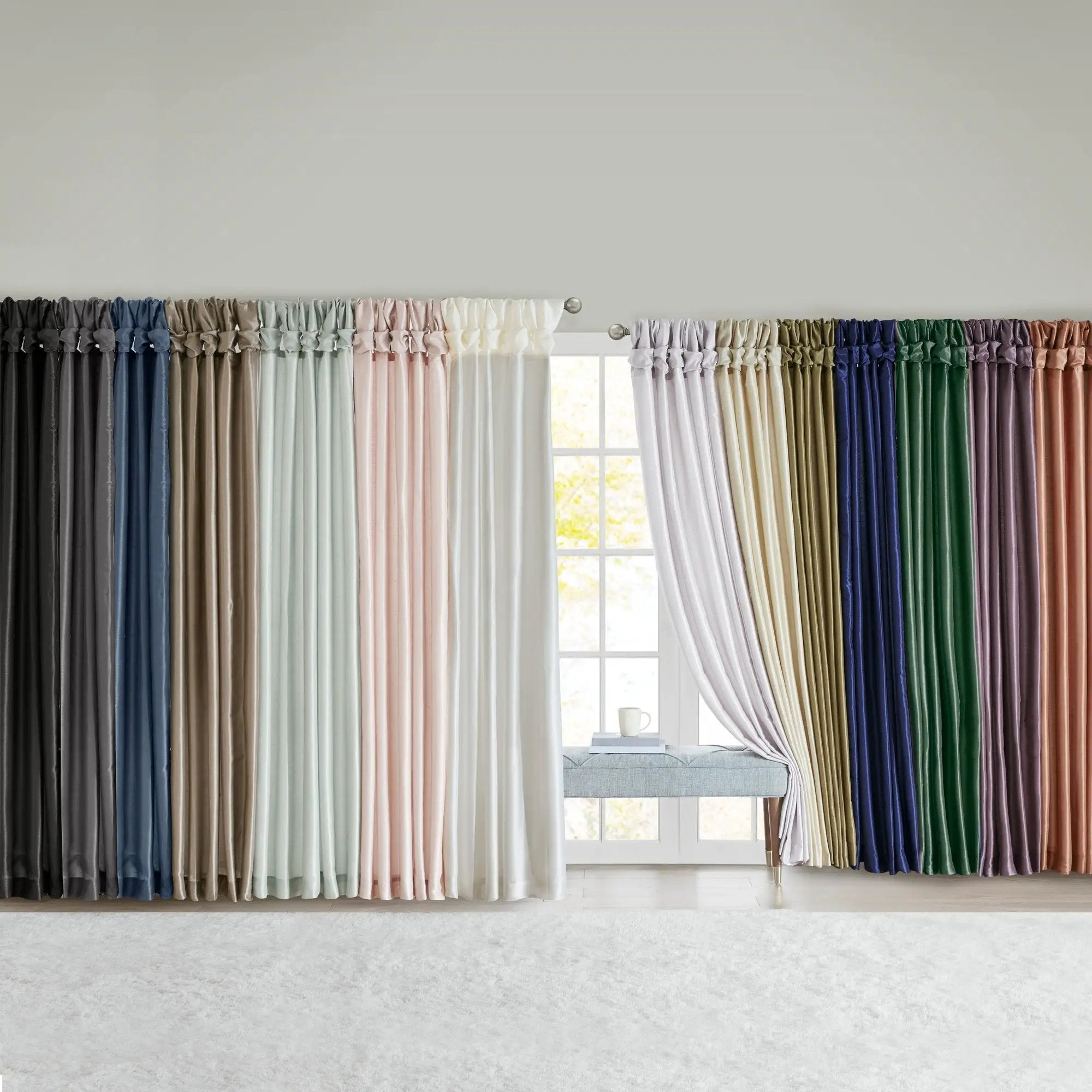 Twist Tab Lined Window Curtain Panel Champagne 50x95 by HouseOfZazla