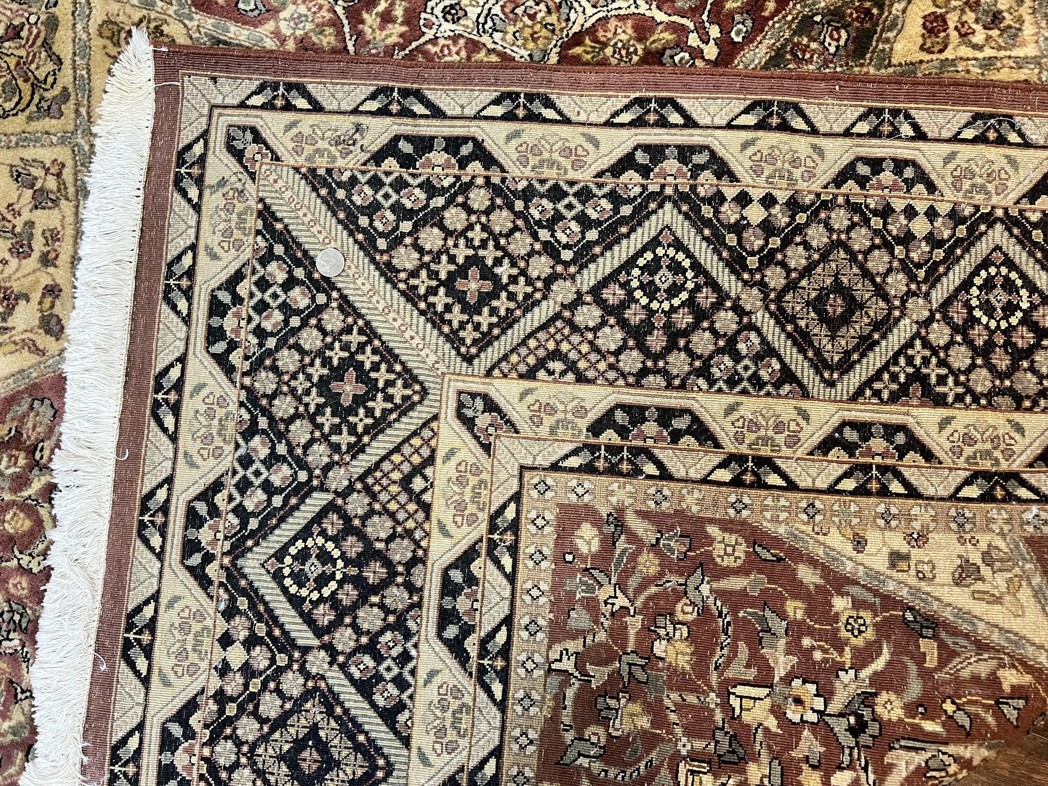 Indo Persian Rug 8x10, Dome Design, 210 KPSI, Handmade Vintage Wool Rug by Jewel Rugs