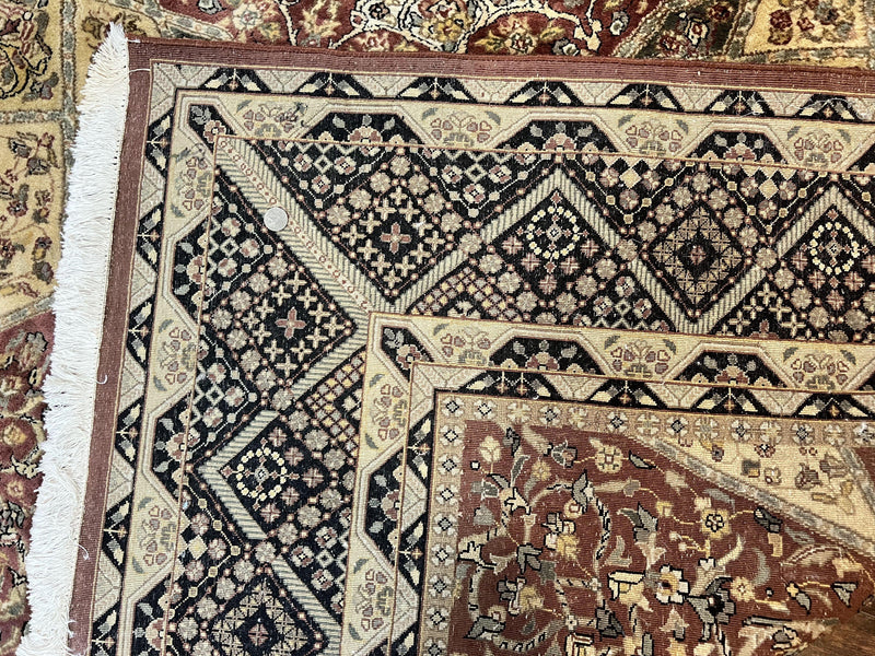 Indo Persian Rug 8x10, Dome Design, 210 KPSI, Handmade Vintage Wool Rug by Jewel Rugs