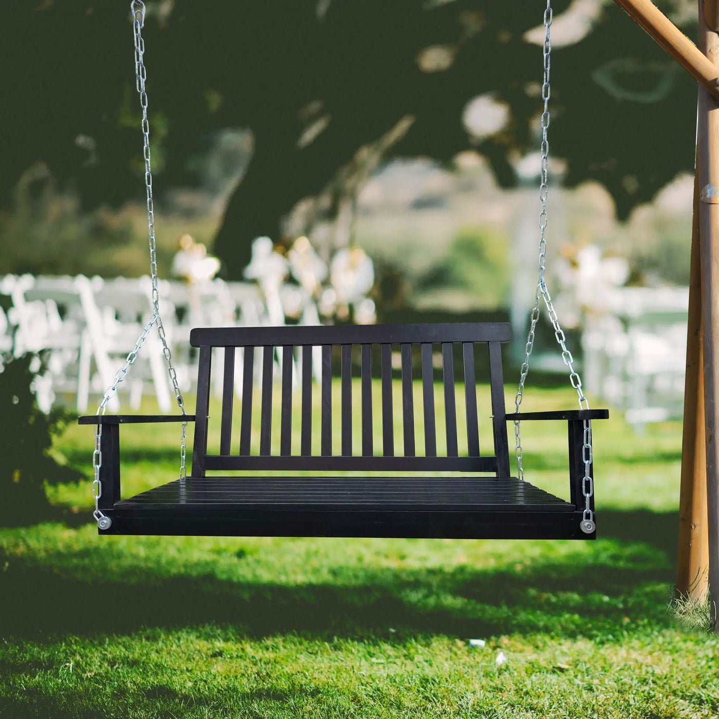 Front Porch Swing With Armrests For Outdoor Patio, Garden Yard, Backyard Or Sunroom by Unique Piece Furniture