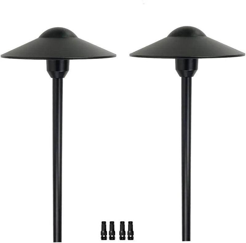 Cast Aluminum Low Voltage Landscape Lighting Pathway Lights Included Ground Spike,Wire Connectors Free Replaceable 3 Watts G4 LED Bulb Warm White 2-Pack by Outdoor Solar Outlet