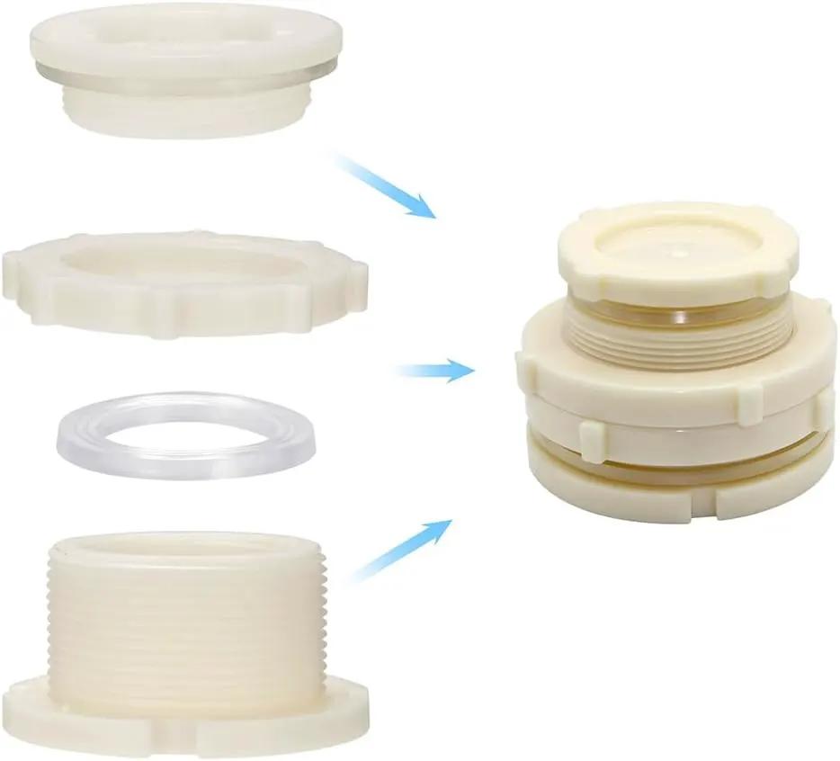 2.5" Female ABS Bulkhead Fitting, Plastic Water Tank Connector Adapter Fitting with Plugs for Outdoor rain Barrel Garden Hose Adapter Spigot kit Water Tank Gallon Drain Bucket(Set of 1) by GreenHaven Gardens