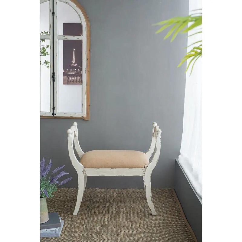 Harlow - Bench, Farmhouse / French Country Style Vanity Chair - Beige / White by HouseOfZazla