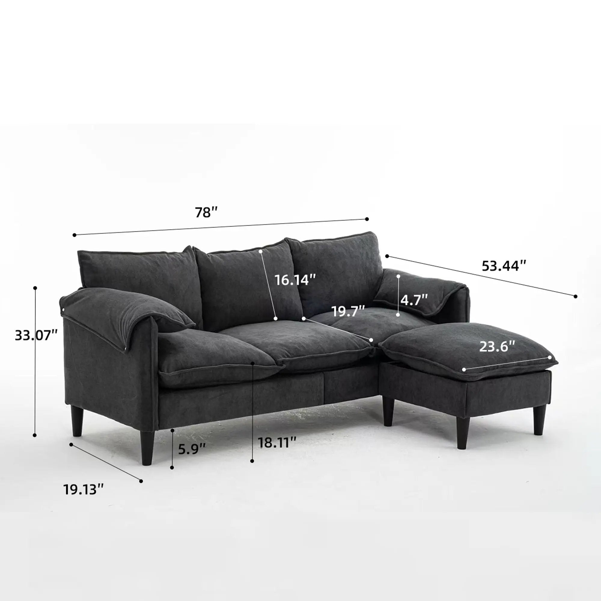 Convertible Combination Sofa With Footstools With Storage by Unique Piece Furniture