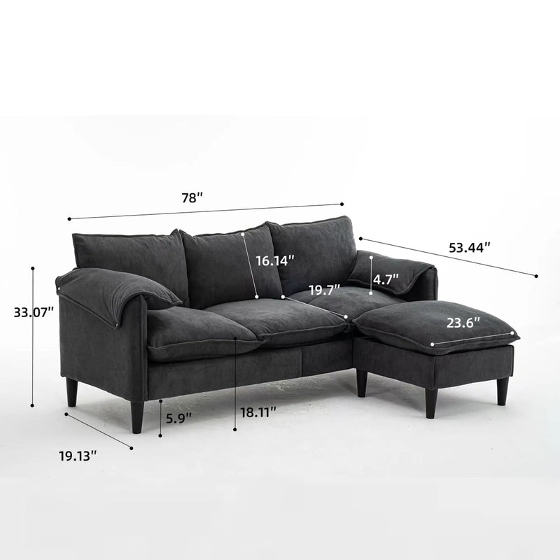 Convertible Combination Sofa With Footstools With Storage by HouseOfZazla