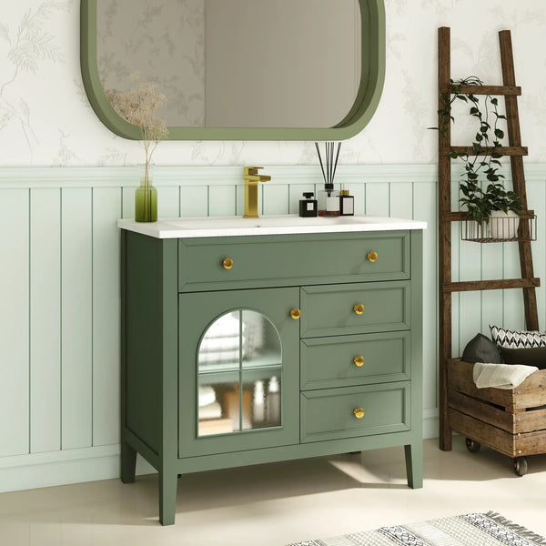 35.6" Mid-Century Bathroom Vanity Sink