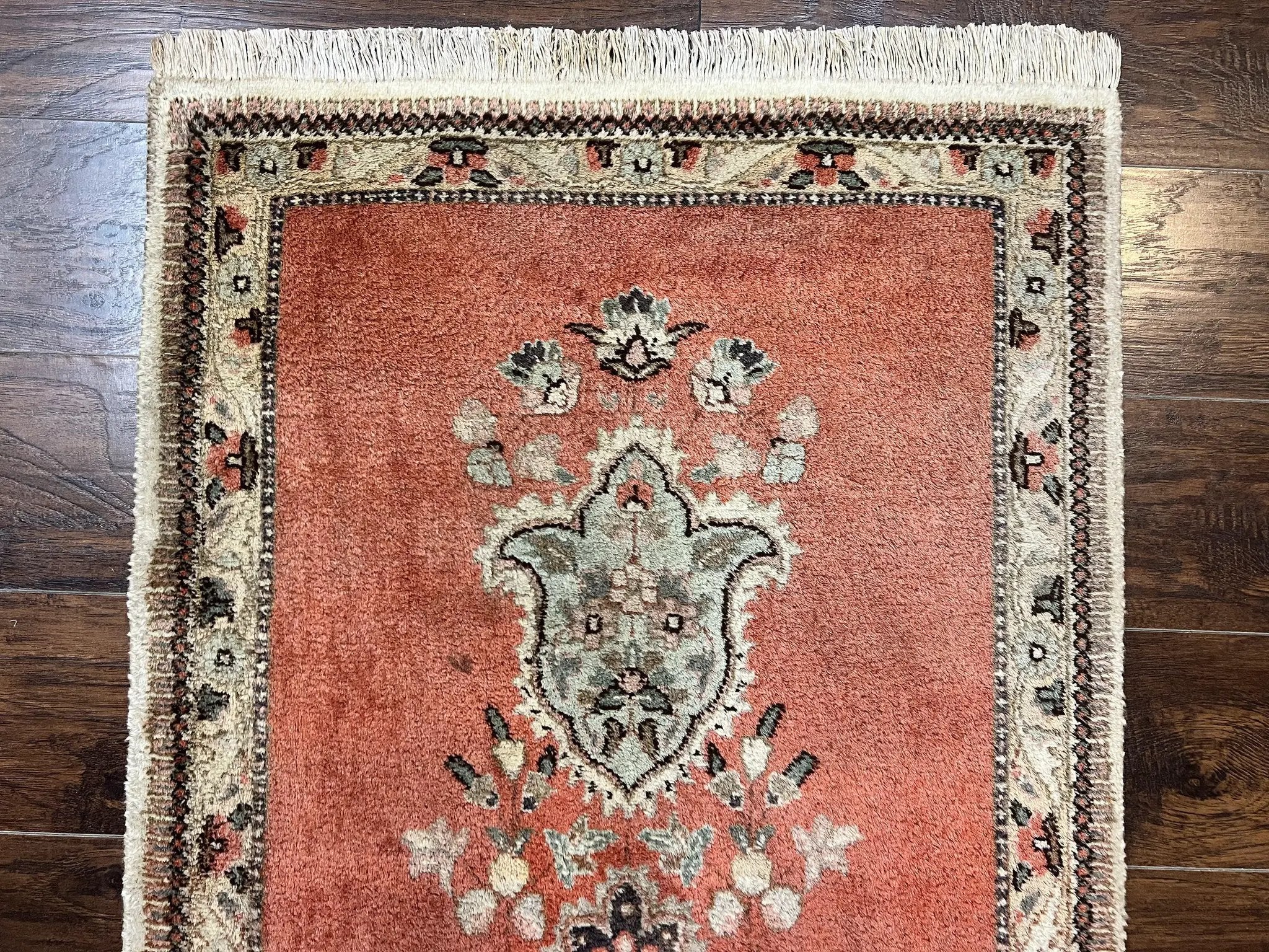 Persian Tabriz Runner Rug 3 x 12, Open Field, Terracotta by Jewel Rugs