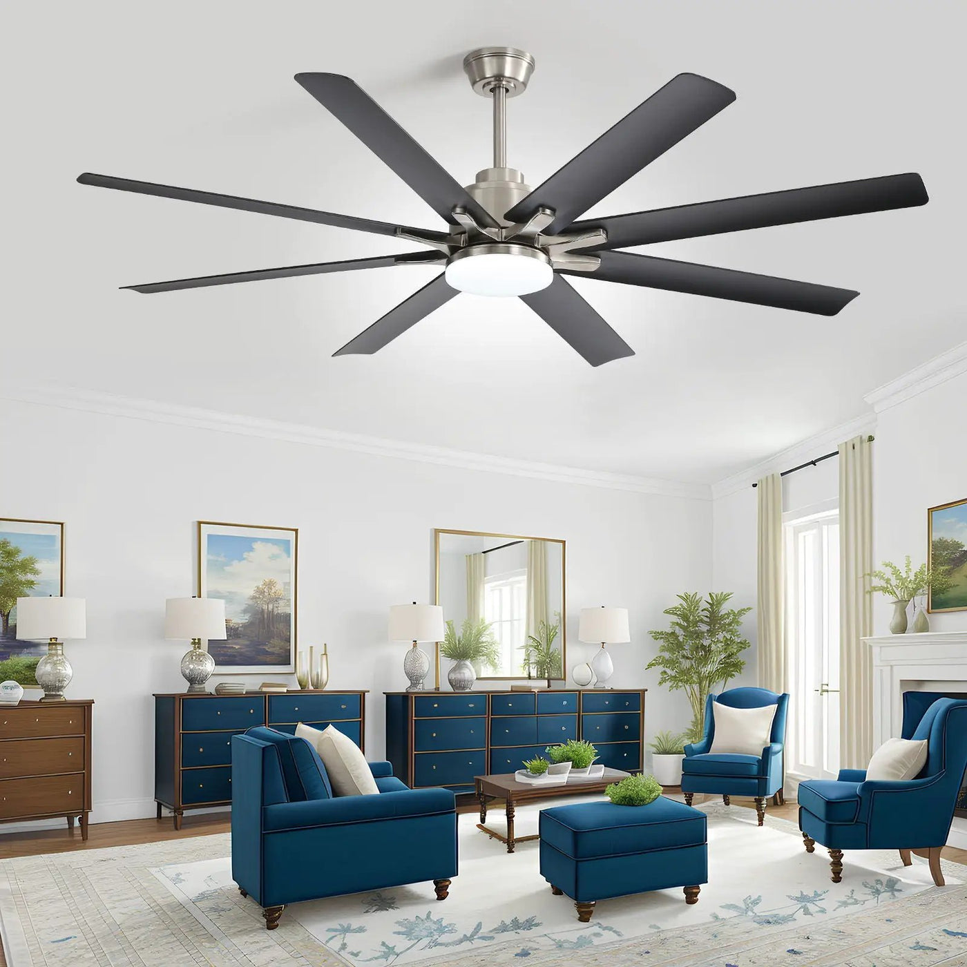 Ceiling Fan With Dimmable LED Light, 8 Blades, Reversible DC Motor, Remote Control by HouseOfZazla