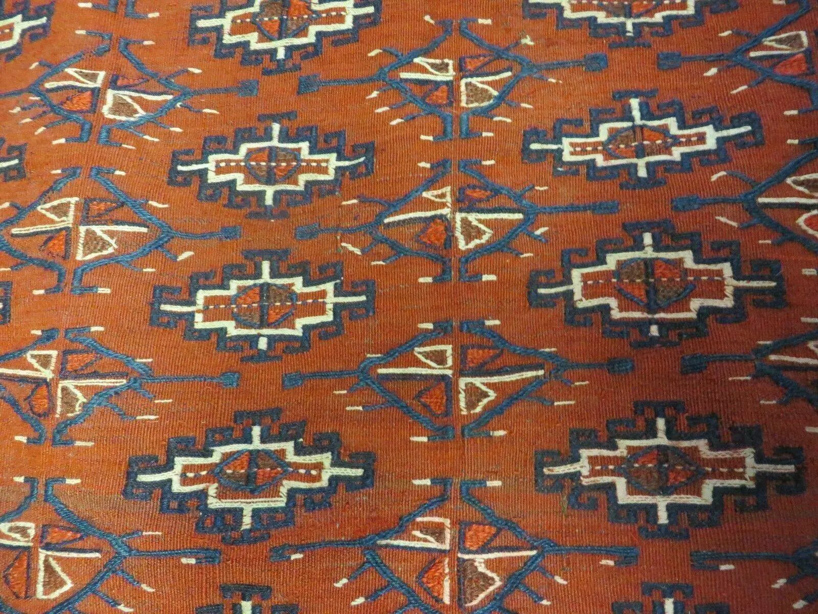 2'8" X 4' Antique Handmade Tribal Wool Rug Pillow Case Yamud Flat Weave Diamond by Jewel Rugs