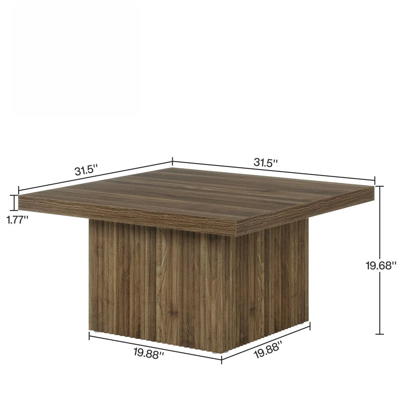 Square Coffee Table With Half Round Base - Brown by HouseOfZazla