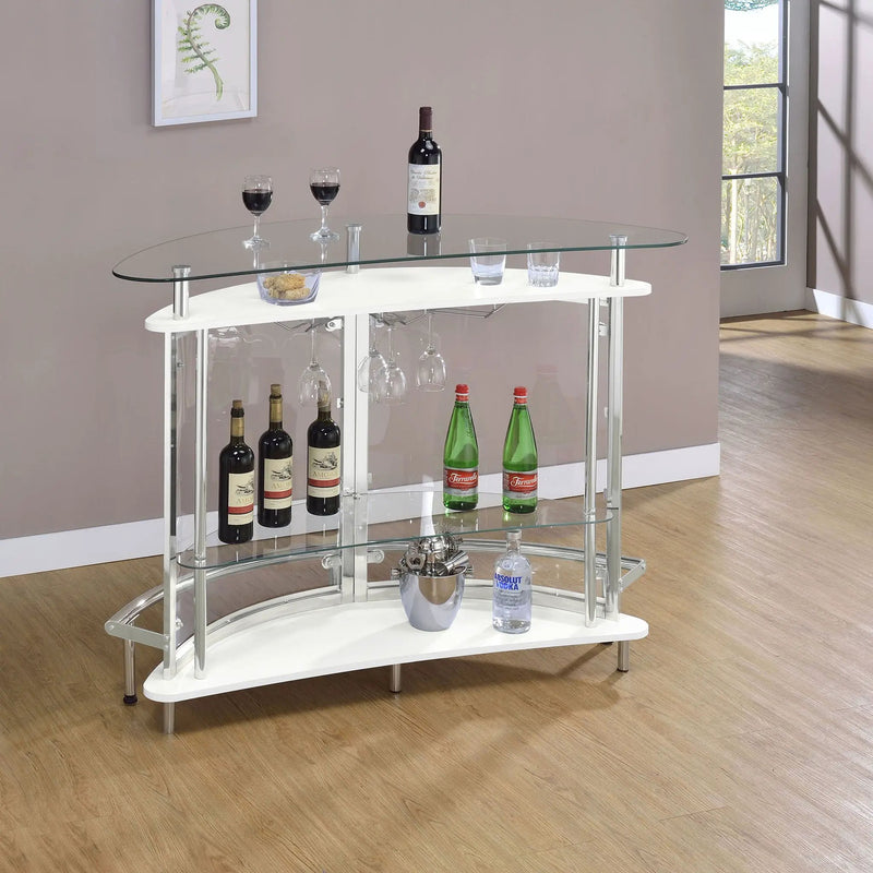 Strick - Freestanding Glass Top Home Bar Wine Cabinet - White by HouseOfZazla